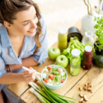 Woman eating healthy salad