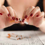 Breake down cigarette.Quitting from addiction concept.