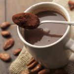 Hot chocolate with cocoa beans