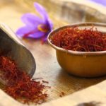 Dried saffron spice and Saffron flower