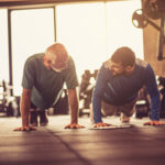 Push-ups at gym.