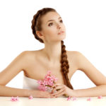 Beautiful woman with flowers
