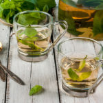 Basil Herbal Tea On Wooden Table