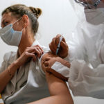 A medic of the regional hospital receives  Russia’s “Sputnik-V” vaccine shot against the coronavirus disease (COVID-19) in Tver