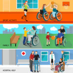 Disabled People Horizontal Banners Set