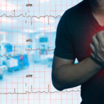Close Up Men have chest pain caused by heart disease, heart atta