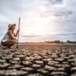 The woman sat his hand and caught a Siem on dry soil and looked